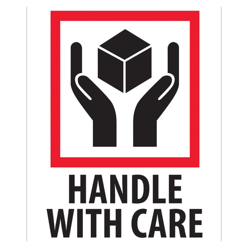 3x4 Handle With Care Labels Semi-Gloss Paper International 500/Roll IPM302 - alias listing