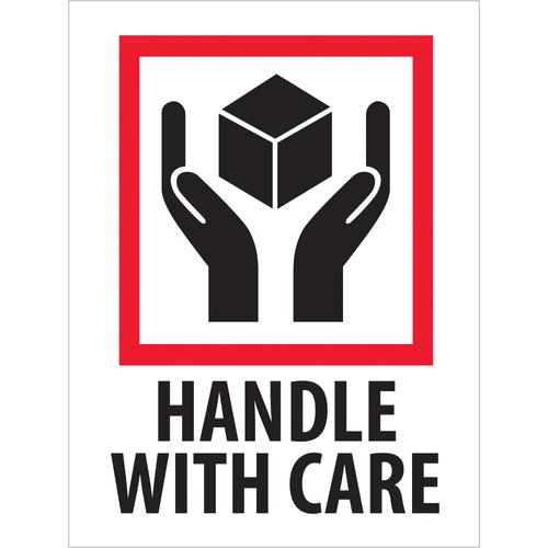 ISO-recognized Handle With Care labels measuring 3