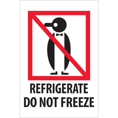 Meet international shipping compliance with these 4x6" Refrigerate - Do Not Freeze labels printed on durable high-gloss paper. Sold as rolls of 500 with bold red/white/black color for maximum visibility in transit. Compatible with our full range of tabletop and wall-mount dispensers for seamless warehouse operations.
