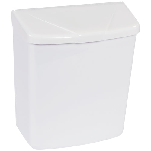 Maintain compliant, hygienic restroom facilities with this durable wall-mountable sanitary napkin receptacle. Constructed from heavy-duty white PPC plastic (11