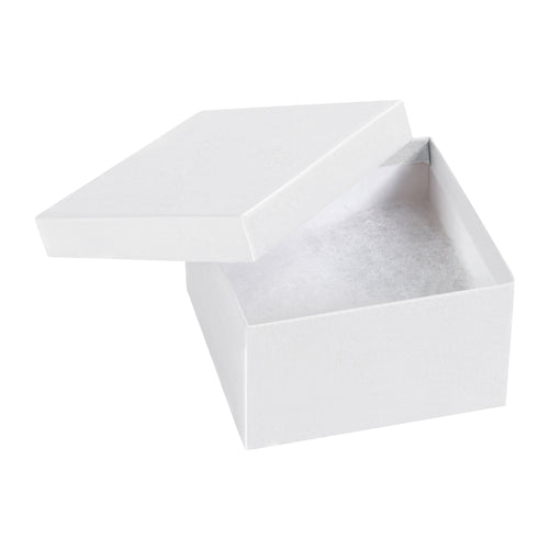 Pre-assembled white jewelry boxes built to ship safely and impress customers. Each 3.5x3.5x2