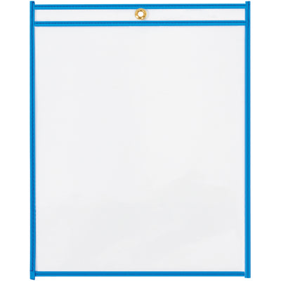 Keep job orders visible and protected with these 9x12" neon blue vinyl job ticket holders. Manufactured from rigid, clear vinyl with reinforced stitched edges and metal eyelet for hanging. Case of 15 provides cost-effective document organization for any shop or warehouse.
