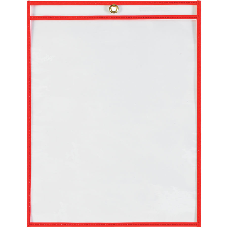 Keep job orders highly visible on your shop floor with these 12 x 9" neon red vinyl job ticket holders. Reinforced stitched edges and metal eyelet for extended durability and easy hanging. Sold as a case of 15 units.