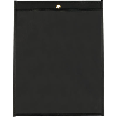 Protect your work orders and production documents with these durable 9x12" black vinyl job ticket holders. Each case includes 25 units with reinforced taped edges, clear front panel, and convenient metal eyelet for hanging. Ideal for shop floors, warehouses, and manufacturing facilities that need reliable document organization.