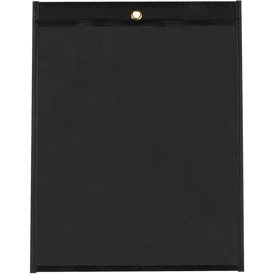 Protect your work orders and production documents with these durable 9x12" black vinyl job ticket holders. Each case includes 25 units with reinforced taped edges, clear front panel, and convenient metal eyelet for hanging. Ideal for shop floors, warehouses, and manufacturing facilities that need reliable document organization.