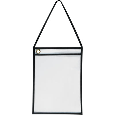 Keep shop paperwork organized and visible with these 9x12" vinyl job ticket holders. Clear on both sides with oversized metal eyelets and convenient hanging straps that loop over hooks, pegs, and machinery. Stitched construction delivers durability your shop needs‚case of 15 units.