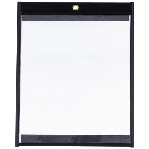 Heavy-duty magnetic job ticket holders designed for warehouse and shop floor operations. Clear vinyl on both sides ensures document visibility while protecting against wear and tear. Pack of 25 units with convenient hanging eyelets‚ready to mount on any metal surface.