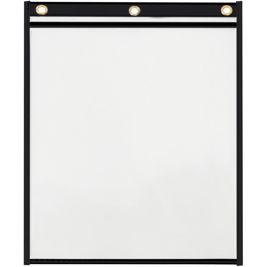 Heavy-duty 12x9" vinyl job ticket holders keep work orders, production papers, and inventory cards protected and visible. Reinforced header, stitched edges, and metal eyelets ensure long-lasting performance across warehouse and shop floor environments. Case of 15 units ready to deploy.