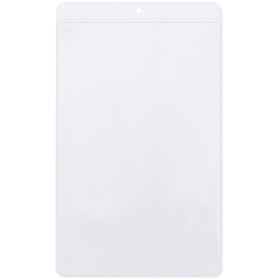 Protect and display two-sided job tickets and shop paperwork with these 5x8" clear vinyl envelopes. Welded, non-rip seams withstand high-traffic warehouse and shop floor environments. Includes top punch hole for easy hanging‚50 per case.