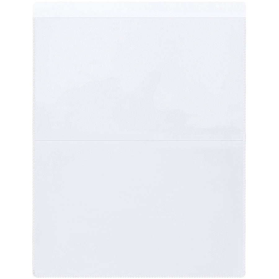 Permanently secure job tickets, work orders, and shop documents with these crystal-clear vinyl self-adhesive holders. 8.5" x 11" size fits standard paperwork. Heavyweight, non-rip welded construction with peel-and-stick application‚no tools needed. Sold by the case of 50.
