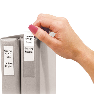 Self-adhesive label holders that secure directly to binders, folders, and bins for instant item identification. Clear 2.25" √ó 3.625" plastic construction with 60 holders per case. Includes blank inserts‚write or use a label maker for custom job tickets, warehouse SKUs, and shipping documentation.
