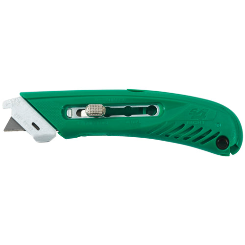 The S4¬Æ Safety Cutter Utility Knife combines ergonomic comfort with industrial-grade safety features for warehouse and shipping room operations. Featuring a rugged steel safety guide, top cut and 2 tray cut positions, plus 1 KN216 safety point blade per knife. Order by the case of 12 and reduce packaging damage while improving worker safety.