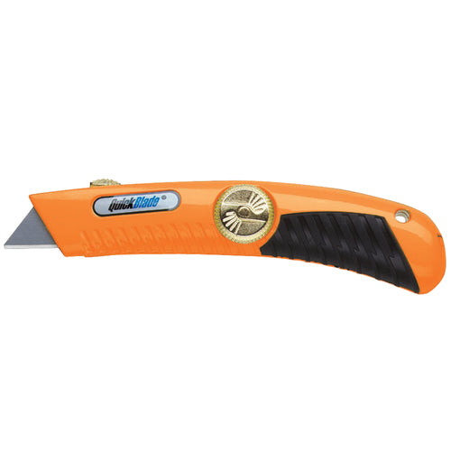Speed up packaging operations with the QBS-20 QuickBlade¬Æ self-retracting utility knife‚change blades in seconds without tools. Die-cast metal construction with ergonomic rubber grip handles high-volume warehouse and shipping room use. Sold as case of 10 units with included Duratip¬Æ blades.