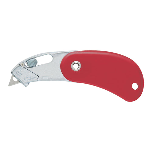 The PSC-2‚Ñ¢ red self-retracting pocket safety cutter delivers workplace protection without compromising cutting performance. Featuring a blunted safety tip blade and automatic retraction design, this metal and plastic utility knife prevents accidental punctures and blade exposure. Sold by the case (12 units) with high-visibility red color for easy tracking in busy shipping rooms and warehouses.