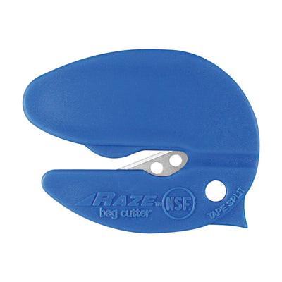 Industrial-grade 3" safety bag cutter with certified NSF food-safe fixed blade and built-in tape splitter. Stainless steel construction protects against corrosion in high-humidity warehouse environments. Disposable design eliminates maintenance costs‚case of 24 cutters ready to deploy across your shipping and receiving operations.