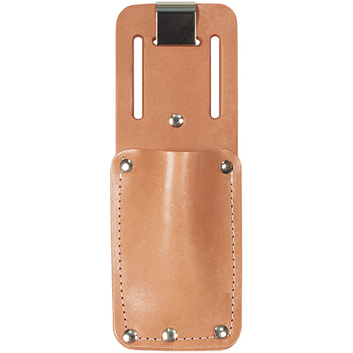Heavy-duty tan leather holster with secure belt clip attachment for utility knives and warehouse tools. Each case includes 6 units‚ideal for outfitting entire shipping room teams. Durable leather construction withstands daily industrial use.