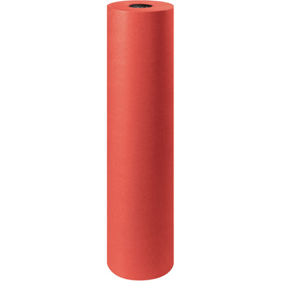 Industrial-grade red kraft paper roll delivers reliable protection for shipping, void fill, and wrapping applications. 36" wide x 1000' long per roll with 50# basis weight ensures durability against tears and punctures. Smooth and textured surfaces accommodate marking and labeling for compliant, organized packaging.