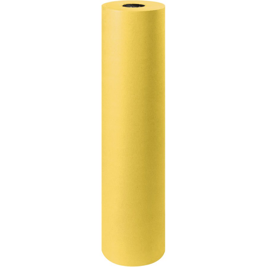 Industrial-grade 36" x 1000' yellow kraft paper roll with 50# basis weight delivers durability and cost-efficiency for packaging operations. Dual-sided design–smooth surface for marking, textured side for secure grip and multi-surface compatibility. Fully recyclable and sold as one complete roll.