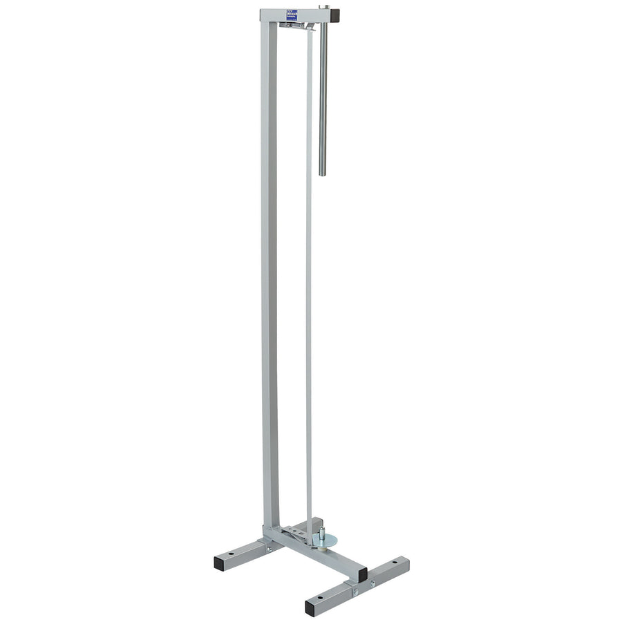 Heavy-duty 48" vertical roll paper cutter delivers precise, even cuts while maximizing workspace. Durable gray construction mounts on counters or sits flat on floors, with optional casters for mobility–perfect for high-volume packaging operations.