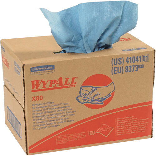 Kimberly Clark¬Æ WypALL¬Æ X80 heavy-duty wipers outperform standard shop towels and rags with superior oil and water absorption pound for pound. Each dispenser box contains 12.5x16.8