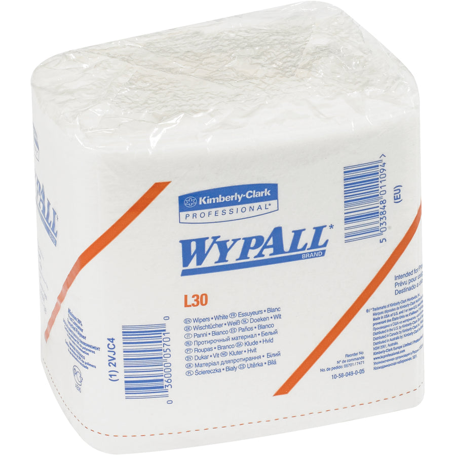 Kimberly-Clark WypALL¬Æ L30 Economy 1/4 Fold Wipers offer a lighter-weight solution at an unbeatable price point for high-volume janitorial operations. With a cloth-like feel and 34 lb. basis weight, these wipers balance durability with cost-efficiency. Sold by the case (12 packs)‚ideal for maintenance, processing, and facility cleaning programs.
