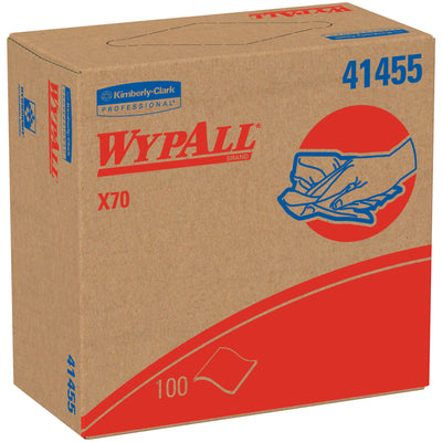 WypALL X70 industrial pro wipers are the superior rag replacement for manufacturing and maintenance operations. Each 9.1x16.8" wipe absorbs pound-for-pound more oil, water, and solvents than traditional rags in a single pass. Order by the case of 10 dispensers for maximum efficiency and cost savings.