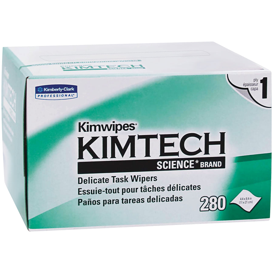 Industry-standard Kimwipes low-lint wipers deliver superior absorbency and purity for lab, research, and cleanroom environments. Each box features a convenient pop-up dispenser with 4.4" x 8.4" soft, gentle wipes engineered to minimize fiber shedding. Sold as case of 30 boxes for cost-effective bulk purchasing.