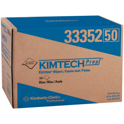 Kimtech® low-lint prep wipers engineered for industrial cleaning applications involving solvents, inks, and paint. These durable 12 x 16.8" textured polypropylene wipers excel at removing grease and oil from tools, equipment, and surfaces. Sold as a case of 1 dispenser box for convenient on-site access.