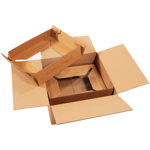 Ship laptops safely with this complete 17x17x8 suspension packaging system. Includes 2 Korrvu suspension inserts, accessory divider, and ECT-32 kraft corrugated box per unit (5-pack bundle). Meets shipping compliance and eliminates costly damage claims.