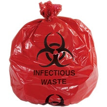 24x24 1.1 Mil 10 Gallon Red Biohazard Can Liners 25/Roll