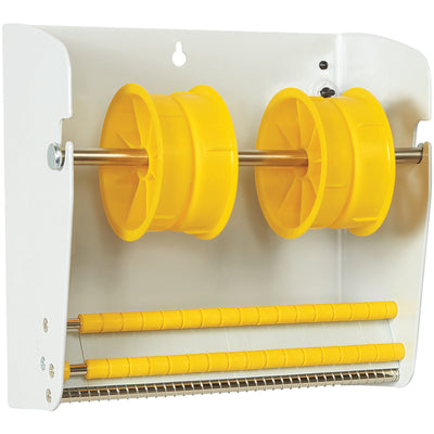 Heavy-duty all-metal label dispenser designed for shipping coordinators who need fast, reliable label access. Holds rolls up to 7" in diameter and mounts on walls or counters to maximize workspace. Quick-load design reduces downtime and keeps your shipping station organized.