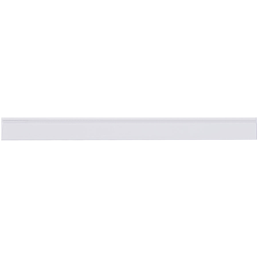Heavy-duty clear PVC label holders with self-adhesive backing for instant rack and shelf organization. 1/2" x 6" dimensions fit standard warehouse labeling needs. Top-loading design accommodates scissors-cut labels and white inserts included‚30+ labels per case.