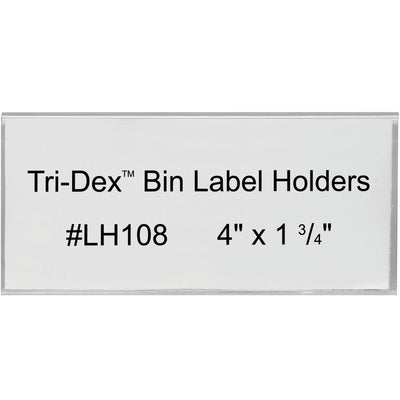 Professional-grade bin label holders designed for shipping coordinators and logistics teams who need fast, reliable inventory identification. These 4" x 1.75" clear plastic holders snap securely into place and accept laser-printed or pre-designed inserts. Sold as a case of 25 units.