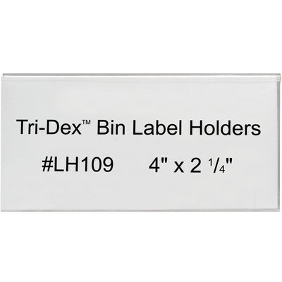 Fast, secure bin identification with these clear plastic label holders sized 4" x 2.25". Includes perforated inserts‚just laser print your item numbers or destinations and snap into place. Sold as a case of 25 units for maximum warehouse coverage.