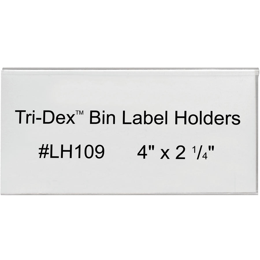 Fast, secure bin identification with these clear plastic label holders sized 4" x 2.25". Includes perforated inserts–just laser print your item numbers or destinations and snap into place. Sold as a case of 25 units for maximum warehouse coverage.