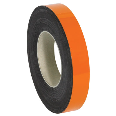 Professional-grade 1" x 50' magnetic warehouse labels with write-on/wipe-off capability for fast inventory management. Durable .030" thick backing withstands high-traffic warehouse environments. Cut to length with scissors and relocate labels as needed without adhesive damage.