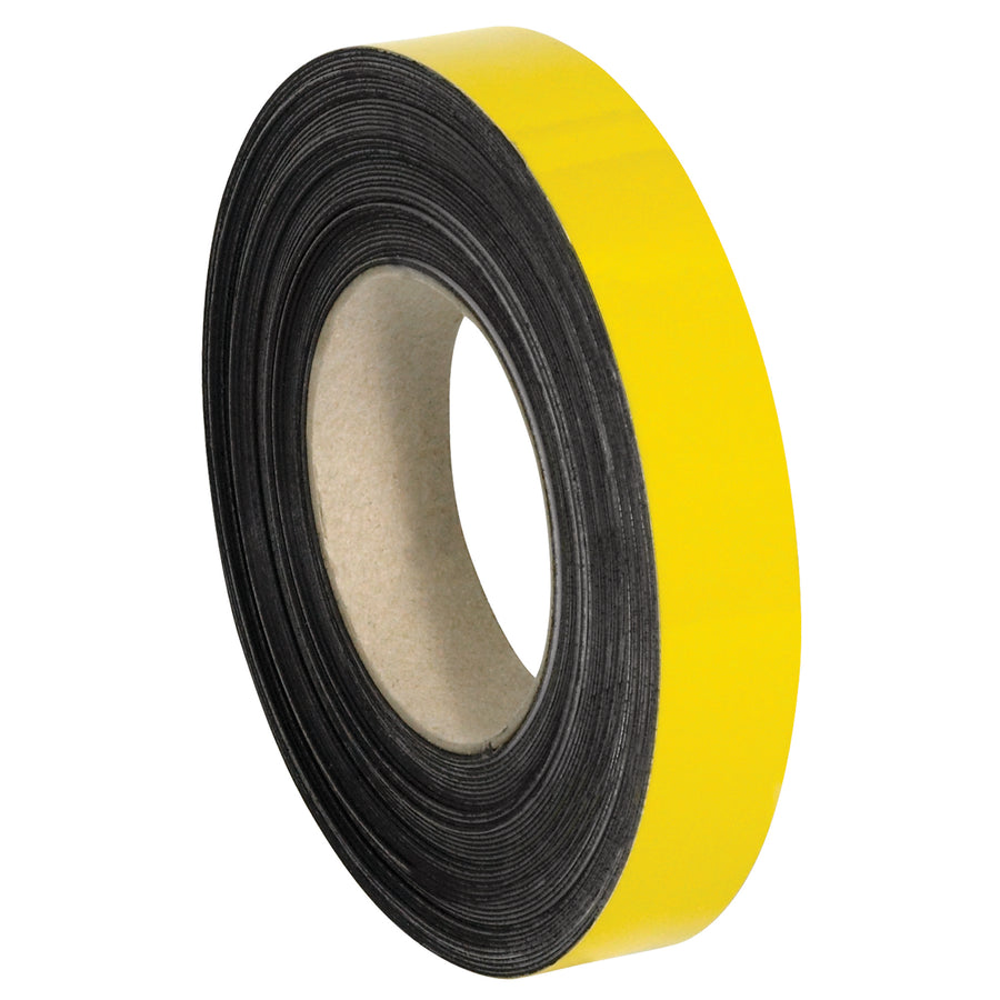 Streamline warehouse inventory management with reusable 1" x 100' yellow magnetic labels featuring write-on/wipe-off capability. The durable .030" thick backing withstands warehouse conditions while allowing quick relocation when inventory moves. Cut to any length with standard scissors for maximum flexibility.