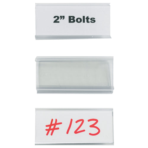 Snap-on label holders designed for wire shelving systems‚install and reposition instantly without tools. Clear plastic construction with barcode-compatible cover protects inserts from damage. 3
