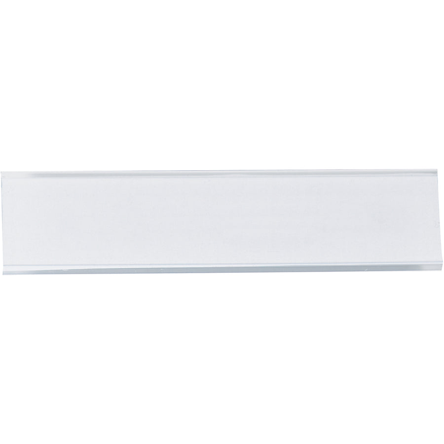 Packrift's Wire-Rac™ snap-on label holders deliver quick, repositionable shelf identification for warehouse and shipping room operations. 6" x 1 5/16" clear plastic construction fits standard 1.25"-1.5" wire shelving faces and includes 25 units per case with white inserts and protective barcode-compatible cover.