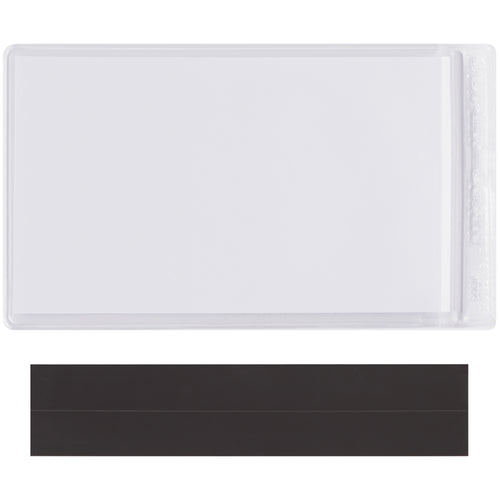 Magnetic vinyl envelopes with secure adhesion to metal racks, machinery, and warehouse equipment. Clear matte design (2