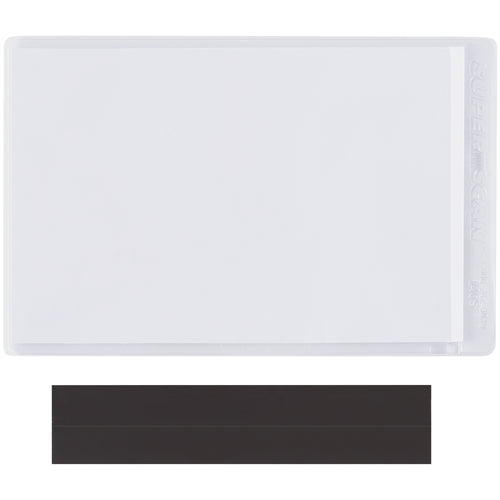 Reposition labels instantly with magnetic vinyl envelopes designed for metal racks, machinery, and warehouse labeling. Clear 9x12