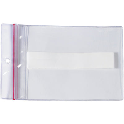 Keep your pallet rack labels clean and protected with these 3x5" reclosable vinyl envelopes. Self-adhesive backing bonds instantly to dry surfaces, while the single-track zipper closure locks in inserts and prevents moisture damage. Case of 25 envelopes ready to ship.