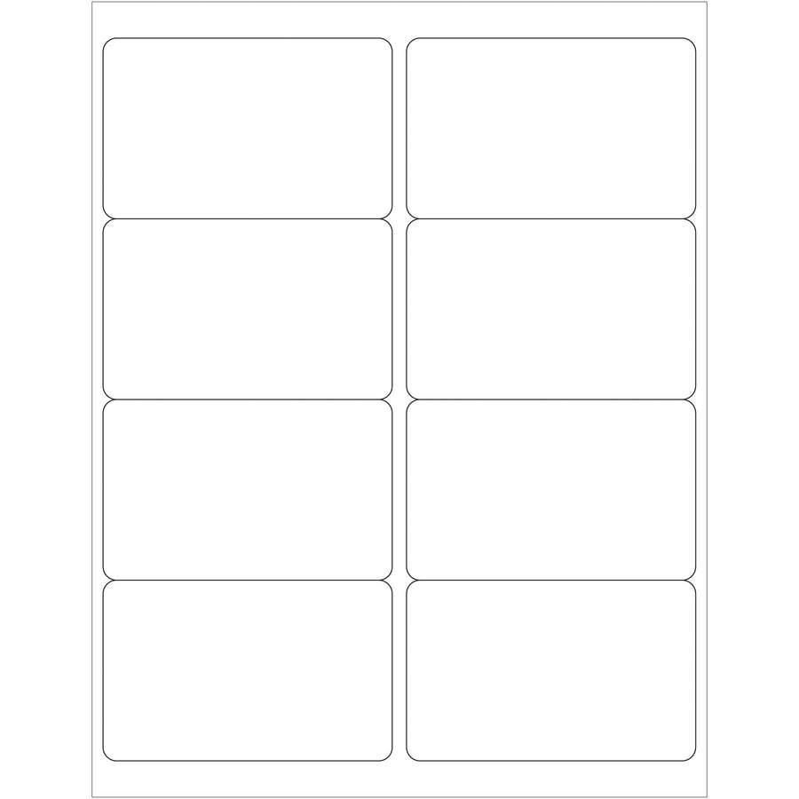Print professional product and mailing labels in-house with these 4x2.5" white laser labels. Each case contains 800 pre-cut labels with permanent adhesive that stick to paper, corrugated, plastic, wood, glass, and metal surfaces. Compatible with laser and inkjet printers–format easily using the included Microsoft Word template.