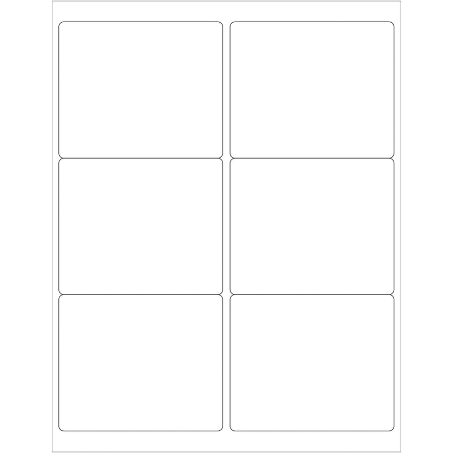 Professional-grade 4x3 1/3" white rectangle laser labels with permanent acrylic adhesive for shipping, compliance, and product identification. Case of 6000 labels‚compatible with laser and inkjet printers. Adheres reliably to corrugated, plastic, metal, glass, and paper surfaces. Includes free Microsoft Word template for quick formatting.