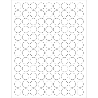 Professional-grade 3/4" white circle laser labels featuring permanent acrylic adhesive for durable, long-lasting label solutions. Compatible with both laser and inkjet printers, these printable labels adhere reliably to paper, corrugated, plastic, wood, glass, and metal surfaces. Bulk case of 10,800 labels provides exceptional value for high-volume shipping and product labeling operations.