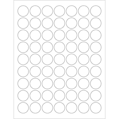 Ready-to-print 1" white circle laser labels engineered for shipping coordinators and logistics professionals. Permanent adhesive bonds to paper, corrugated, plastic, metal, and glass surfaces. 6300 labels per case with included Microsoft Word template for instant formatting.