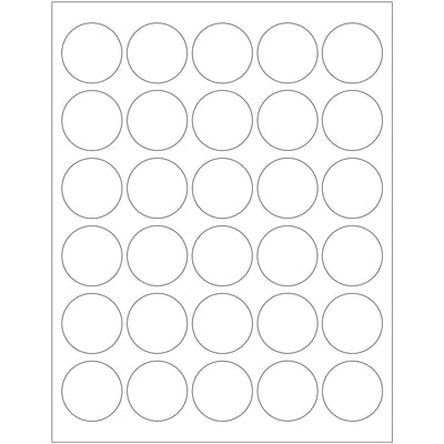 Professional 1.5" white circle laser labels with permanent acrylic adhesive stick reliably to paper, corrugated, plastic, metal, and glass surfaces. Compatible with both laser and inkjet printers‚print directly using our free Word template. Sold as a case of 3000 labels.