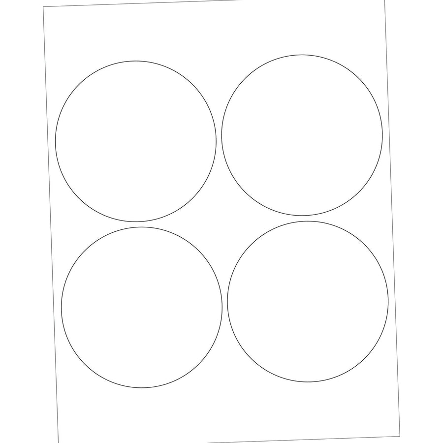 4 in White Permanent Acrylic Laser Circle Labels 400/Case LL148 - alias listing