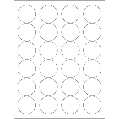 Professional-grade 1 2/3" white circle laser labels engineered for shipping coordinators and logistics teams who need reliable, compliant labeling at scale. Permanent acrylic adhesive bonds securely to paper, corrugated, plastic, metal, and glass surfaces. Case of 2400 labels with ready-to-use Microsoft Word template‚print immediately with laser or inkjet printers.