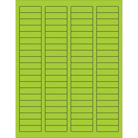 High-visibility fluorescent green rectangle laser labels sized 1.75" x 0.5" with permanent acrylic adhesive for reliable surface adherence. Compatible with laser and inkjet printers, these printable labels work on paper, corrugated, plastic, wood, glass, and metal surfaces. Sold as a case of 8,000 labels with pre-formatted Microsoft Word templates for quick deployment.